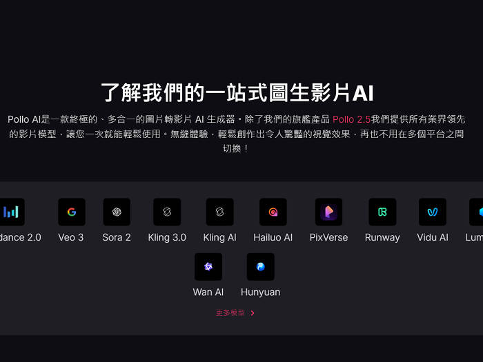 Pollo AI 多功能影片與圖片多模型合一平台網頁