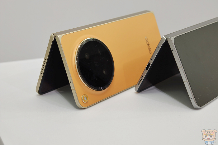 OPPO Find N6 旭日暖橘與無界鈦雙色外觀展示,呈現機身背蓋材質質感。