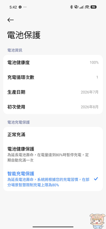 開啟智慧充電保護功能,自動調節快充速度延長電池壽命